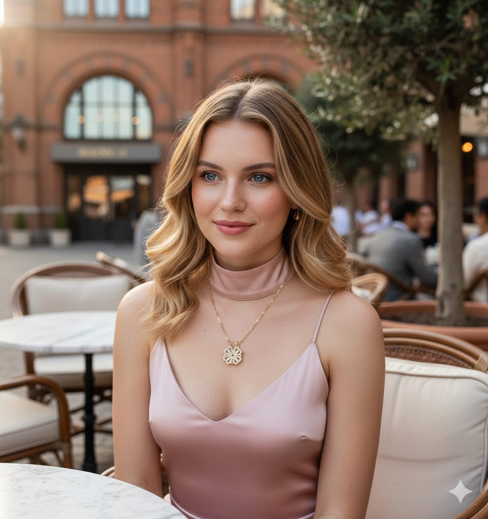 Elegant Four Leaf Clover Heart Necklace