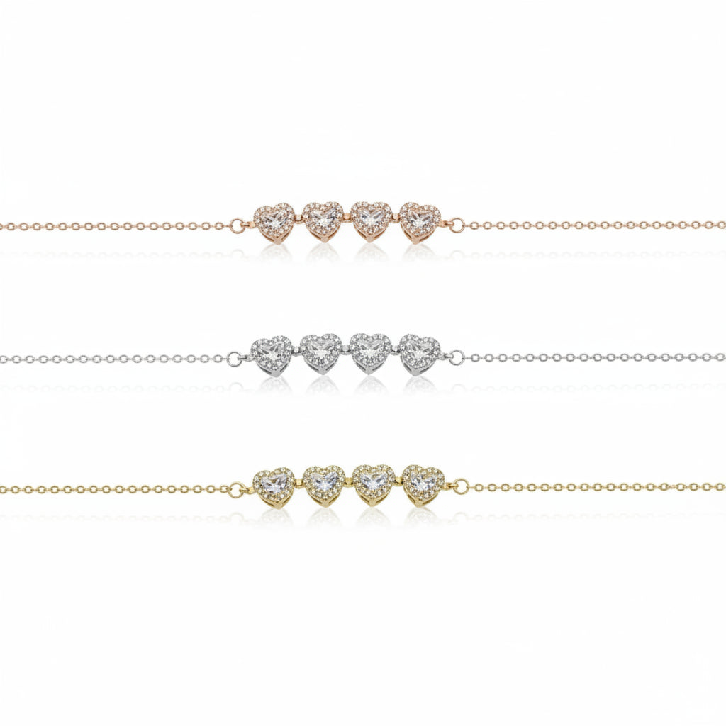 Elegant Four Leaf Clover Heart Necklace